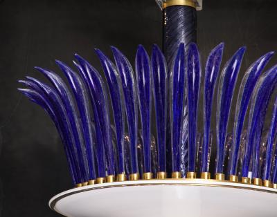 Vintage Blue and White Large Murano Circular Chandelier