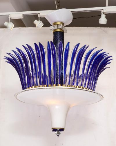 Vintage Blue and White Large Murano Circular Chandelier