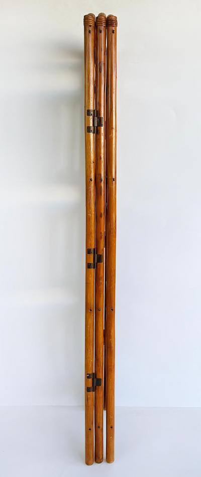 Vintage Bohemian Rattan 3 Panel Folding Screen Room Divider
