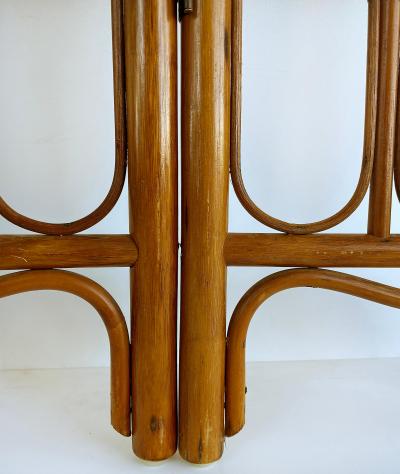 Vintage Bohemian Rattan 3 Panel Folding Screen Room Divider