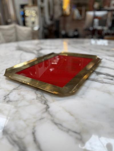 Vintage Bras Tray with Red Glass Insert