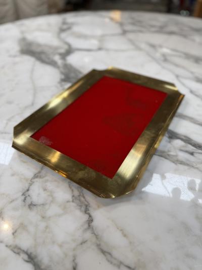 Vintage Bras Tray with Red Glass Insert