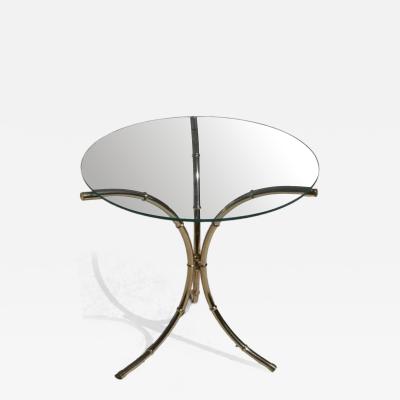 Vintage Brass Bamboo Side Table with Glass Top