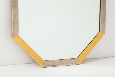 Vintage Brass Chrome Octagonal Mirror France 20th c 