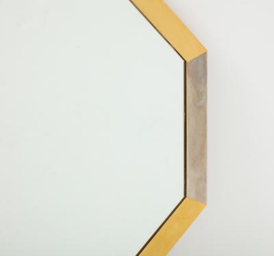 Vintage Brass Chrome Octagonal Mirror France 20th c 
