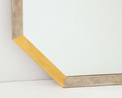 Vintage Brass Chrome Octagonal Mirror France 20th c 