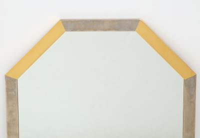 Vintage Brass Chrome Octagonal Mirror France 20th c 