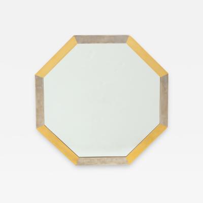 Vintage Brass Chrome Octagonal Mirror France 20th c 