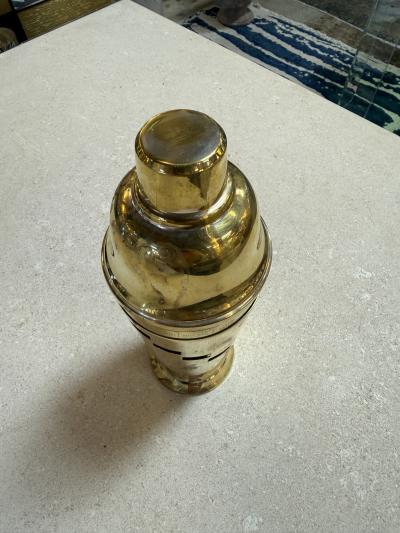 Vintage Brass Cocktail Shaker with Recipe Windows