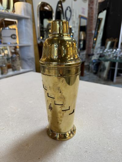 Vintage Brass Cocktail Shaker with Recipe Windows