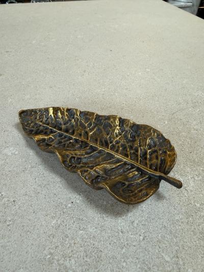 Vintage Brass Leaf Trinket Dish Decorative Catchall Bowl