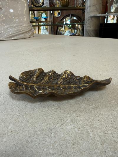 Vintage Brass Leaf Trinket Dish Decorative Catchall Bowl