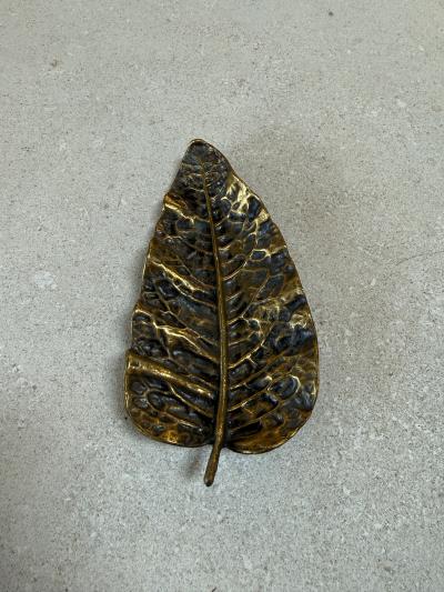 Vintage Brass Leaf Trinket Dish Decorative Catchall Bowl