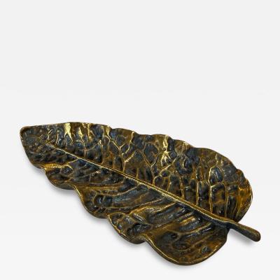 Vintage Brass Leaf Trinket Dish Decorative Catchall Bowl