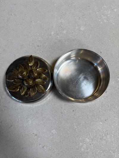 Vintage Brass Lemon Lid Box on Chrome Base