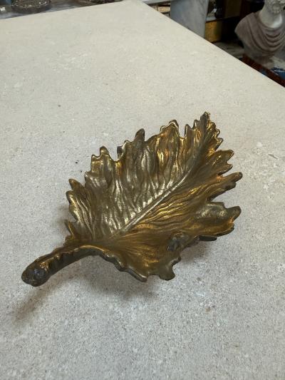 Vintage Brass Maple Leaf Dish Catchall Bowl