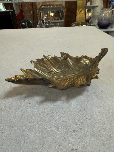 Vintage Brass Maple Leaf Dish Catchall Bowl