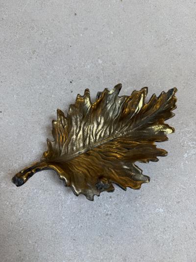 Vintage Brass Maple Leaf Dish Catchall Bowl