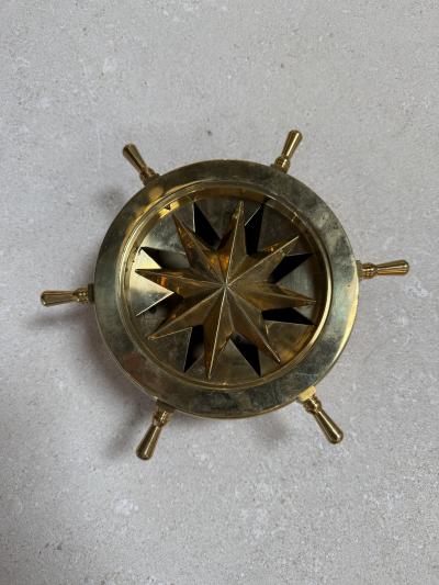 Vintage Brass Nautical Ship Wheel Ashtray
