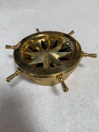 Vintage Brass Nautical Ship Wheel Ashtray
