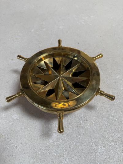 Vintage Brass Nautical Ship Wheel Ashtray