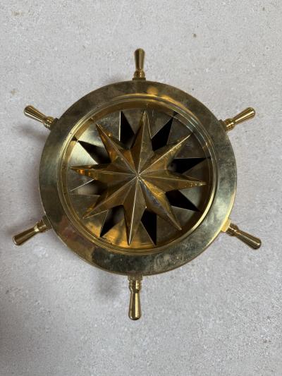 Vintage Brass Nautical Ship Wheel Ashtray