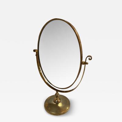 Vintage Brass Oval Vanity Mirror with Swivel Stand