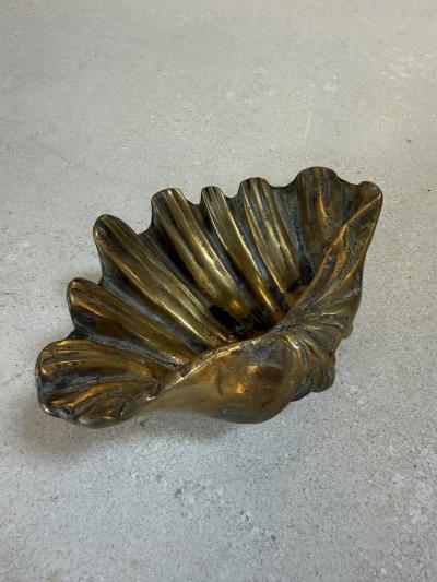 Vintage Brass Shell Dish Scallop Shell Catchall Bowl