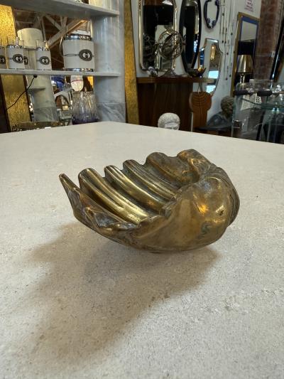 Vintage Brass Shell Dish Scallop Shell Catchall Bowl