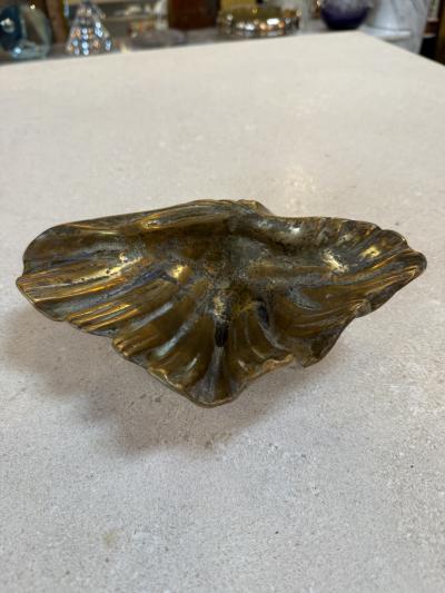 Vintage Brass Shell Dish Scallop Shell Catchall Bowl