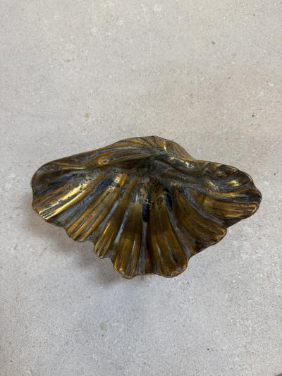 Vintage Brass Shell Dish Scallop Shell Catchall Bowl