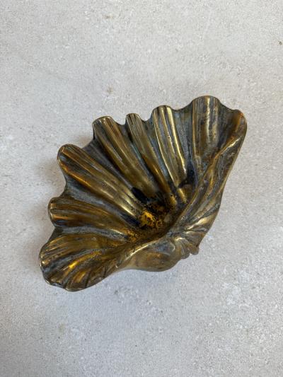 Vintage Brass Shell Dish Scallop Shell Catchall Bowl