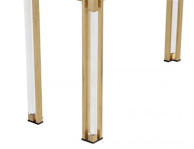 Vintage Brass and Acrylic Console Table with Glass Top 1970 s