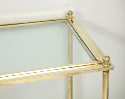 Vintage Brass and Chrome Glass Top Console Table