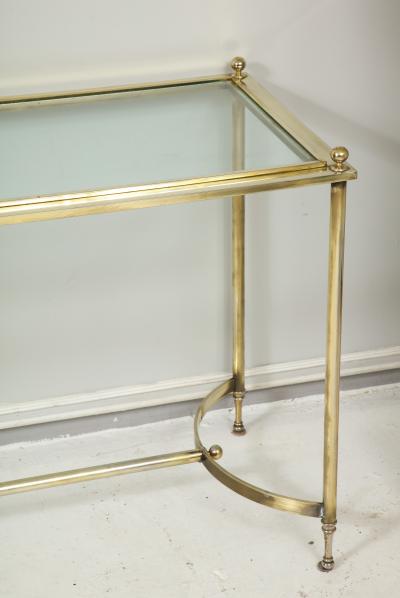 Vintage Brass and Chrome Glass Top Console Table