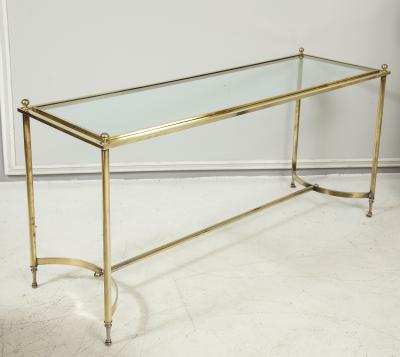Vintage Brass and Chrome Glass Top Console Table