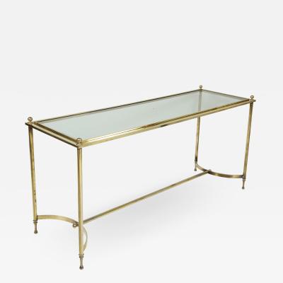 Vintage Brass and Chrome Glass Top Console Table