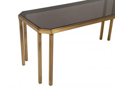 Vintage Brass and Smoked Glass Console Table