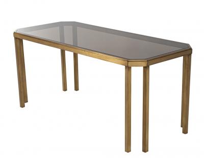 Vintage Brass and Smoked Glass Console Table