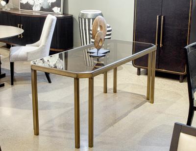 Vintage Brass and Smoked Glass Console Table