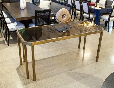 Vintage Brass and Smoked Glass Console Table