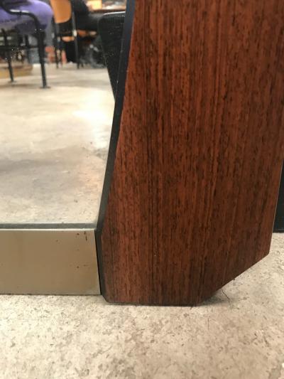 Vintage Brown Wood Brass Mirror Italy 1960s