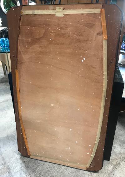 Vintage Brown Wood Brass Mirror Italy 1960s