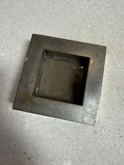 Vintage Brushed Metal Square Catchall Tray with Patina