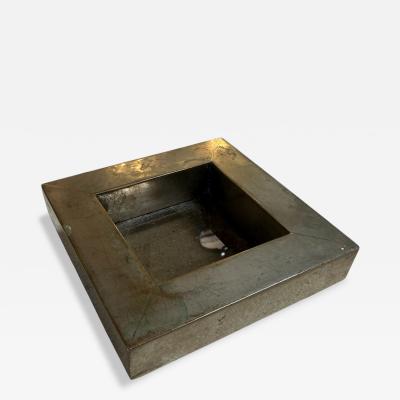 Vintage Brushed Metal Square Catchall Tray with Patina