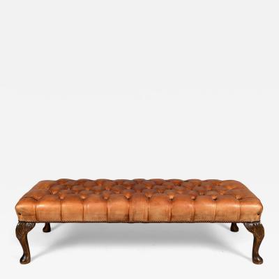 Vintage Buttoned Leather Bench