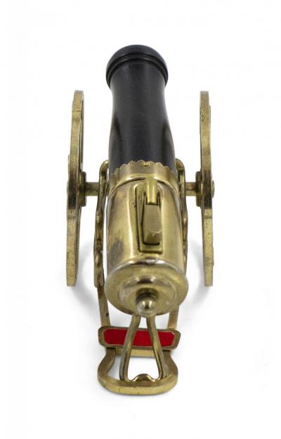 Vintage Cannon Shaped Iron and Brass Table Lighter