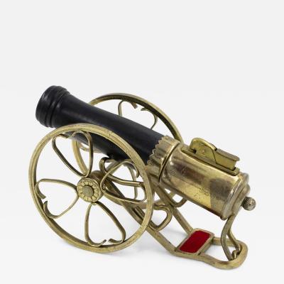 Vintage Cannon Shaped Iron and Brass Table Lighter