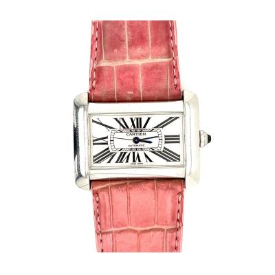 Vintage Cartier Divan 2612 Ladies Wrist Watch W Pink Leather Strap