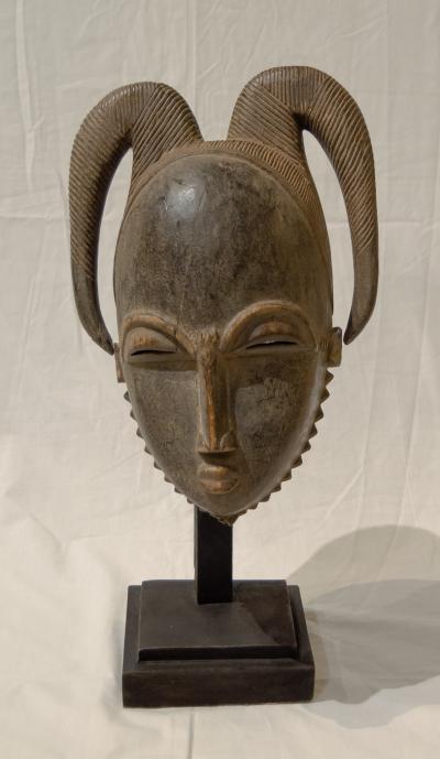 Vintage Carved Baoul Mask on Stand